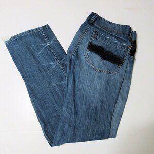 DUSSAULT Canadian Mens Jeans 33 Button Fly Leather Appointments